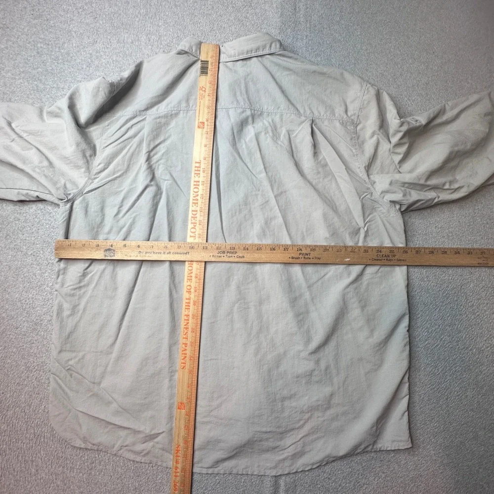 The North Face Shirt Mens XXL Tan Button Up Hiking Long Sleeve Nylon Roll Tab